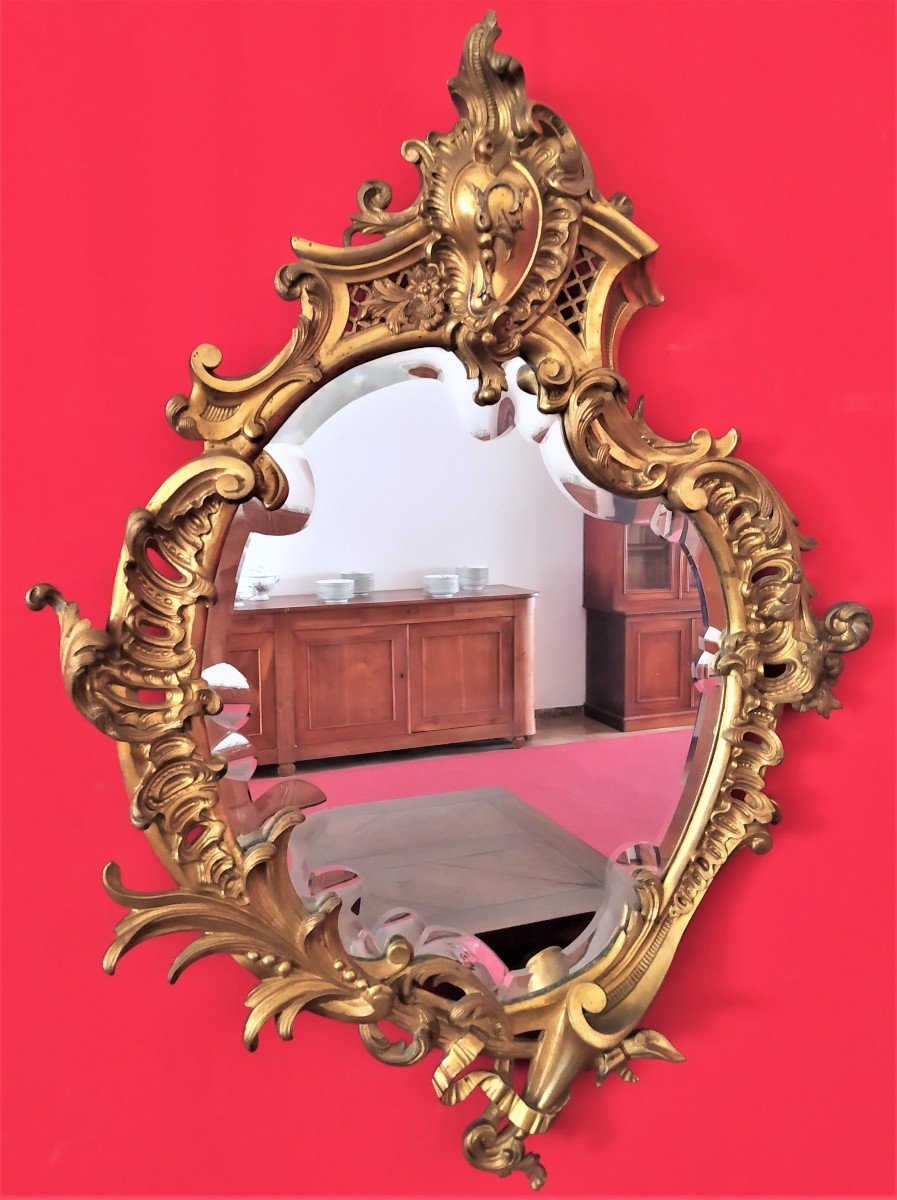 Petit Miroir En Bronze Doré