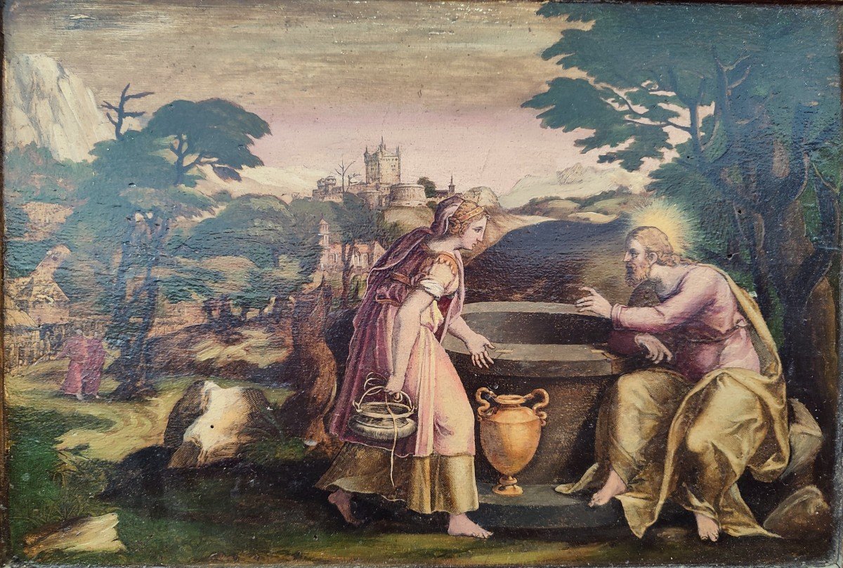 Painted Print Christ And The Samaritan Woman At The Well, Cornelis Cort-photo-2