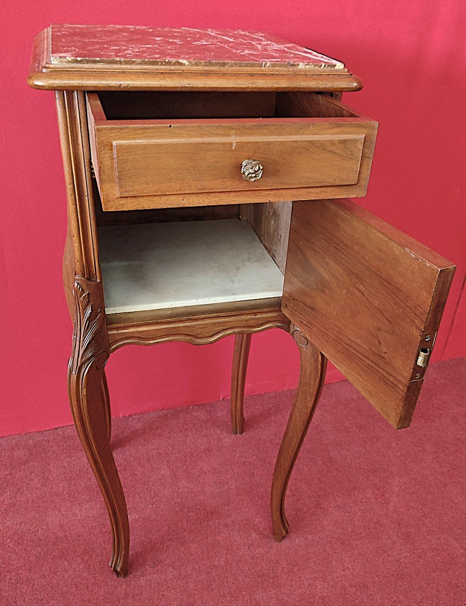 Art Nouveau Bedside Table With Marble-photo-4