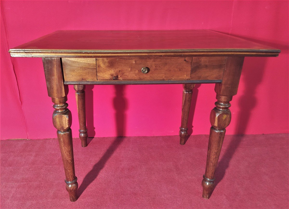 Coffee Table With Inlaid Top And Drawer-photo-6