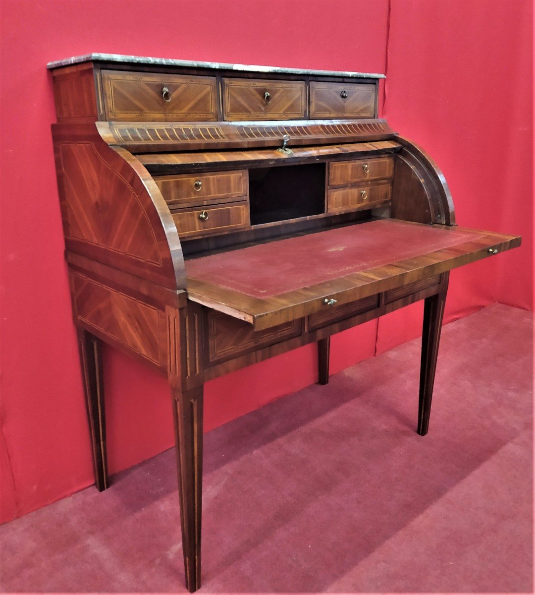 Louis XVI Cylinder Writing Desk Inlaid