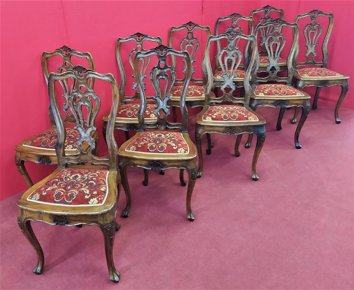 Group Of 10 Carved Chairs