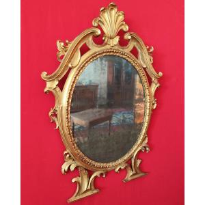 Miroir Ovale En Bois Doré