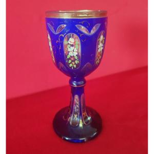 Calice De Cérémonie En Verre Bleu Taillé