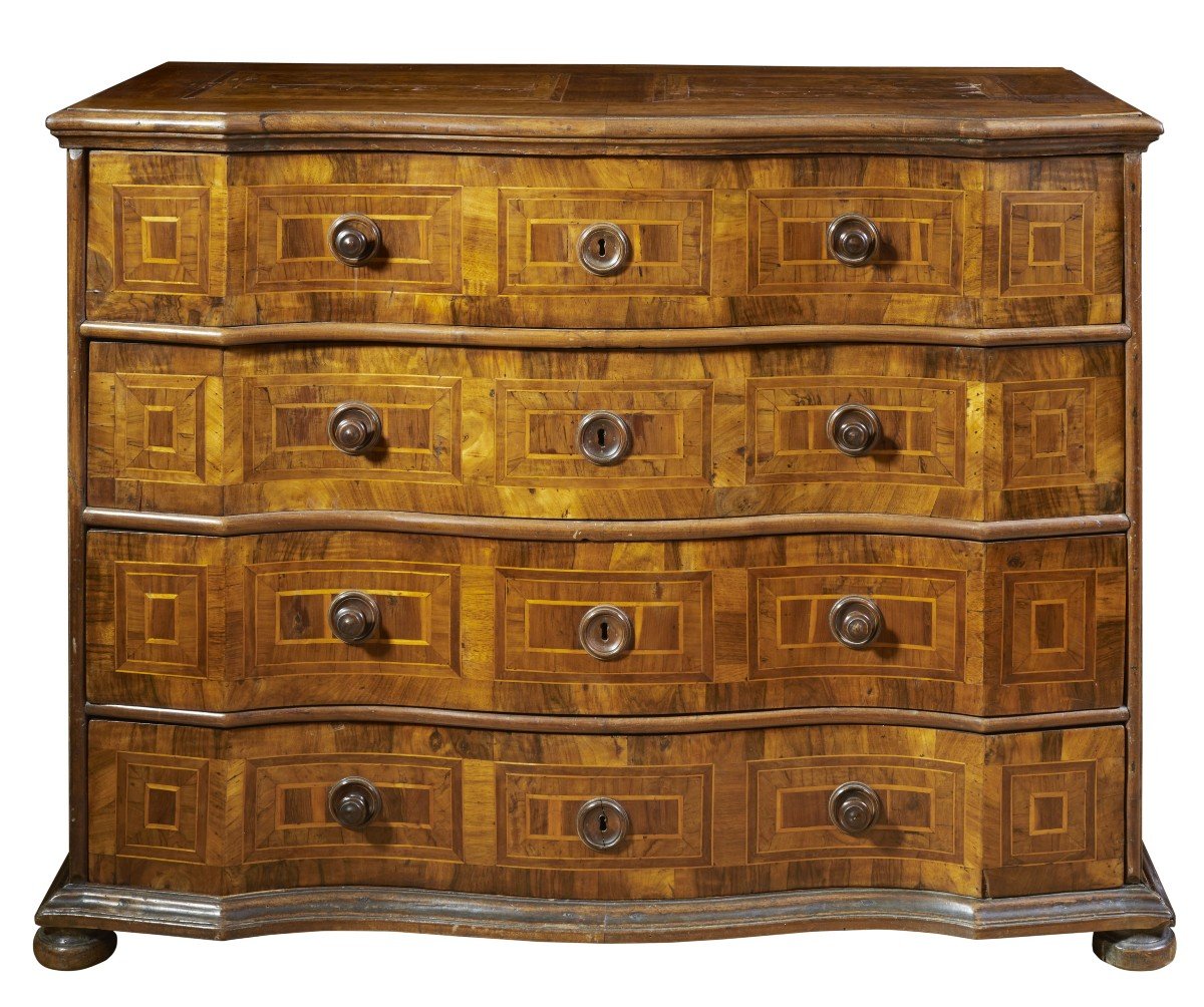 Commode Luigi XV En Noyer Lombard