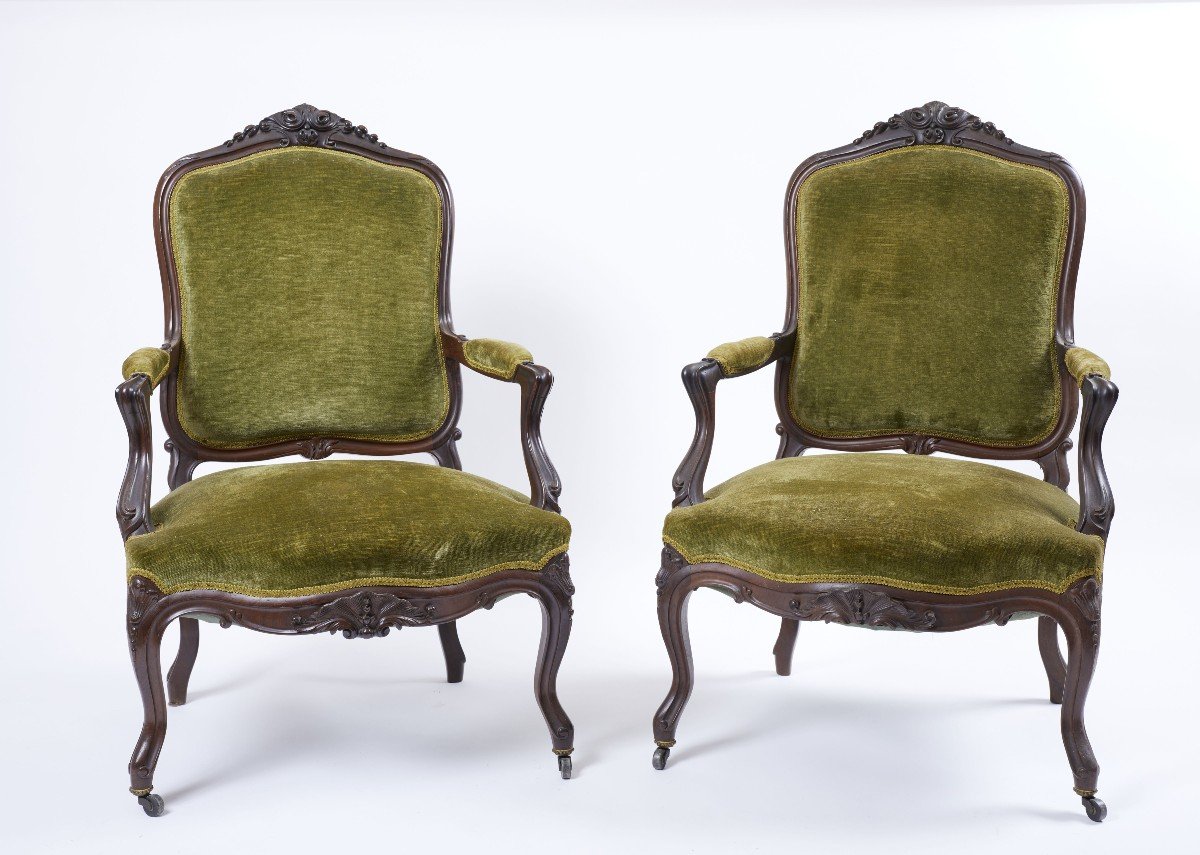 Six Lombard Armchairs Of The 18th Century -photo-2