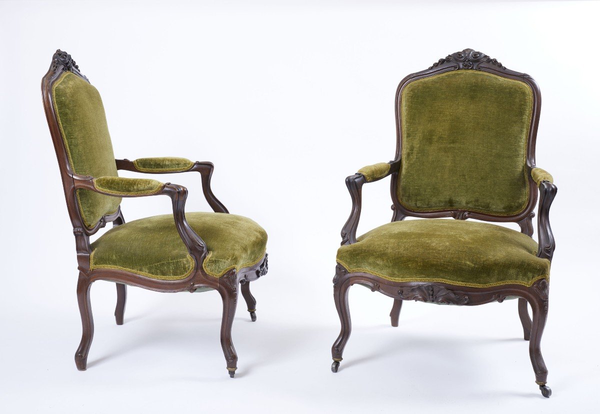 Six Lombard Armchairs Of The 18th Century -photo-3