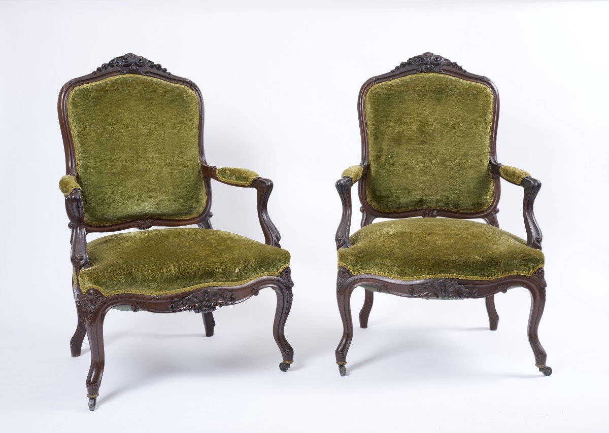 Six Lombard Armchairs Of The 18th Century -photo-2