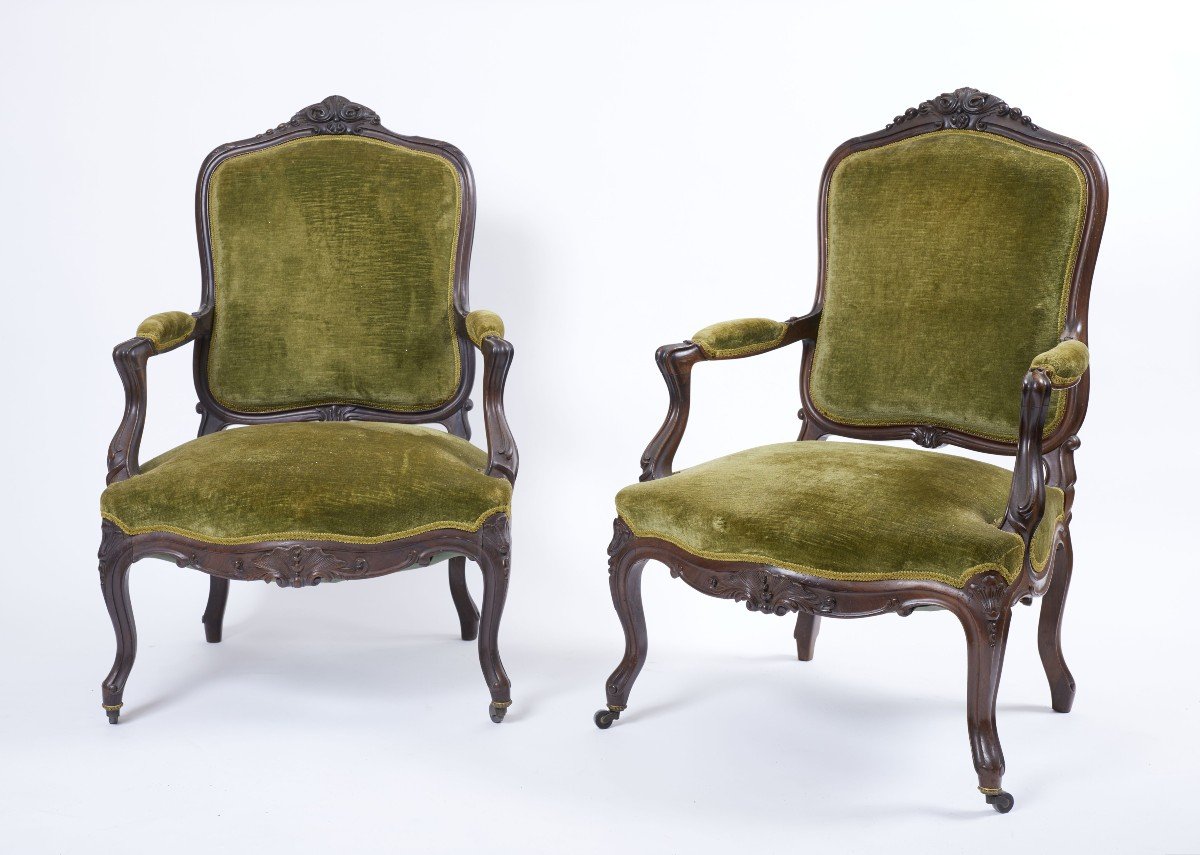 Six Lombard Armchairs Of The 18th Century -photo-4