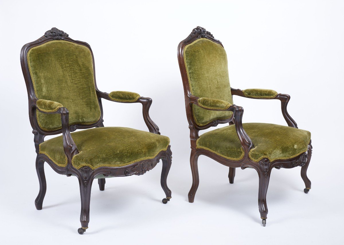 Six Lombard Armchairs Of The 18th Century -photo-5