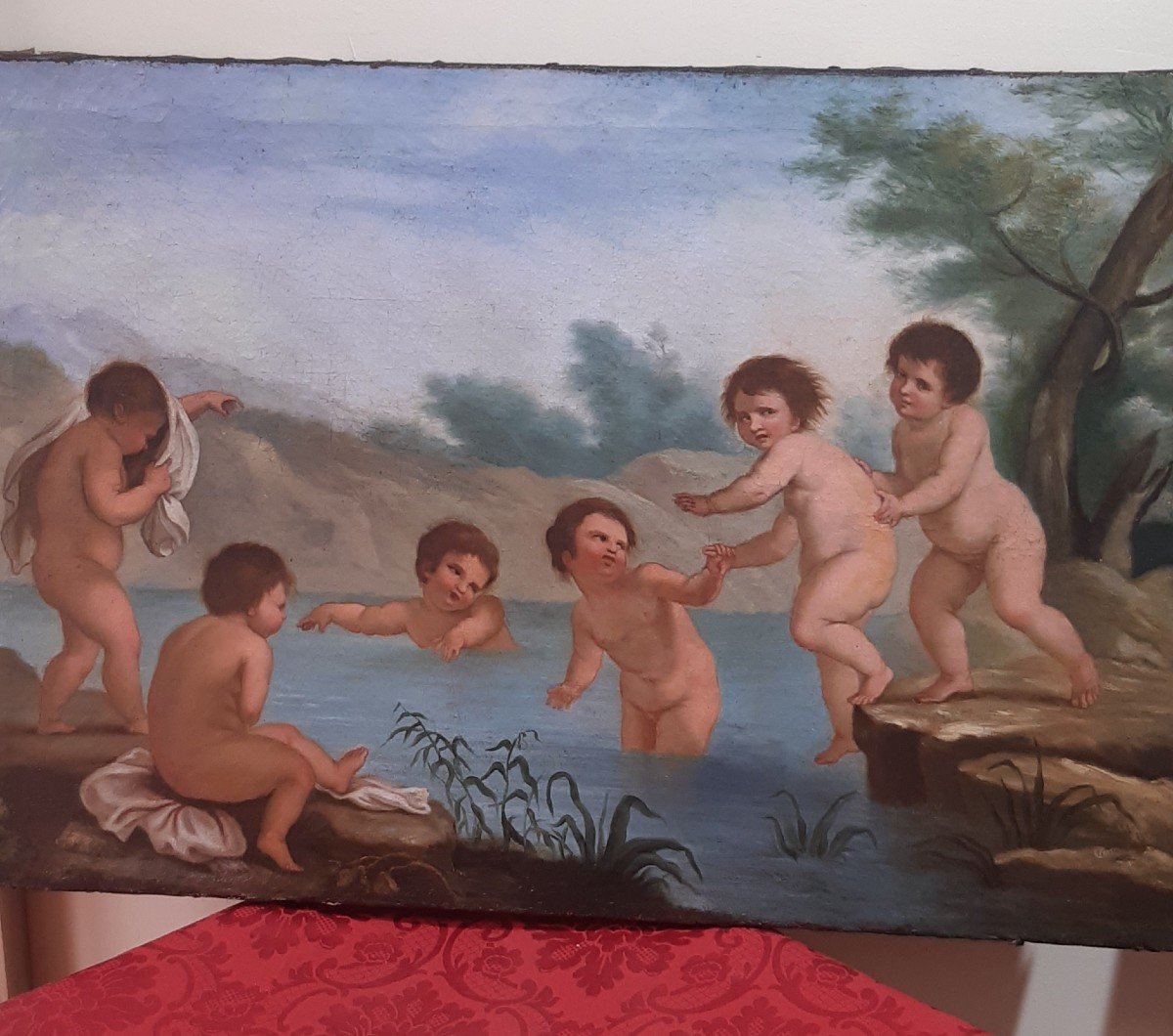 Tableau Representant Des Putti Jouant