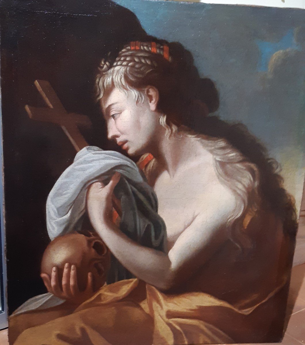 Painting Marie Madeleine Debut 18th Century-photo-2