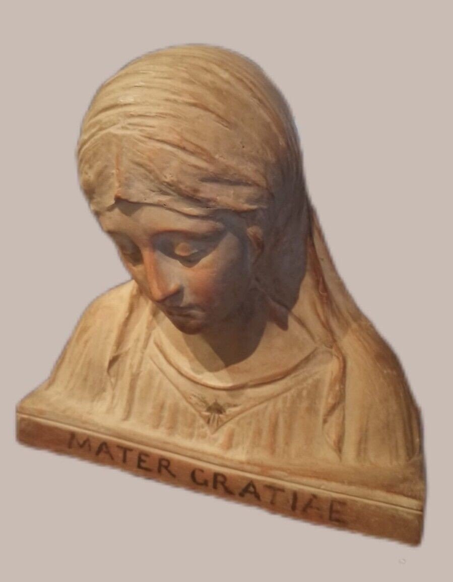 Terracotta Sculpture Bust Virgin Mary Signed A.neri Beginning Of 900-photo-2