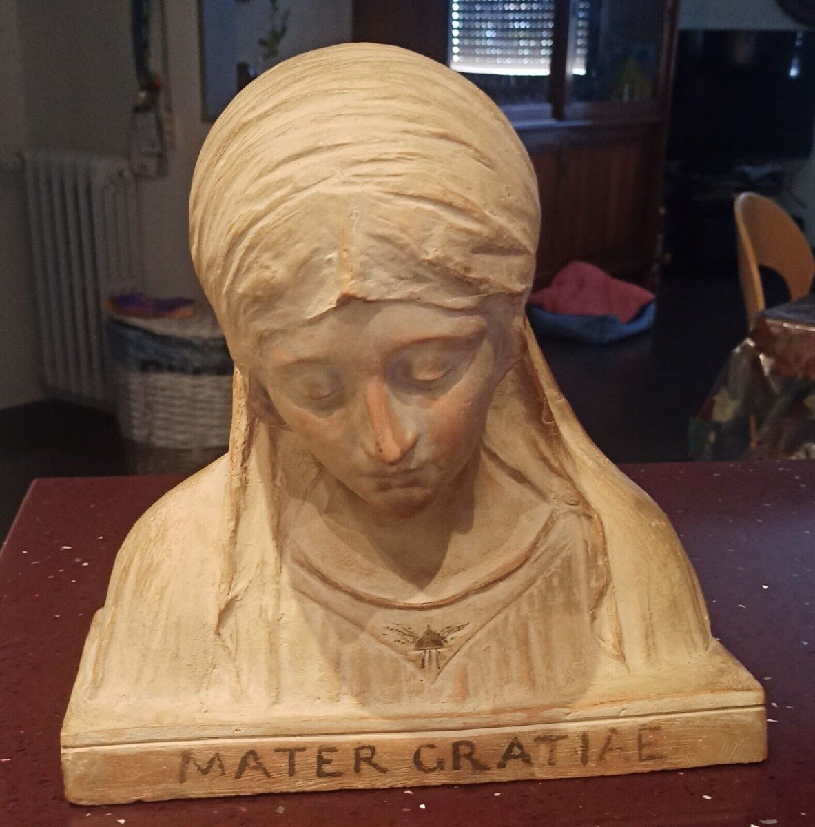 Terracotta Sculpture Bust Virgin Mary Signed A.neri Beginning Of 900-photo-4