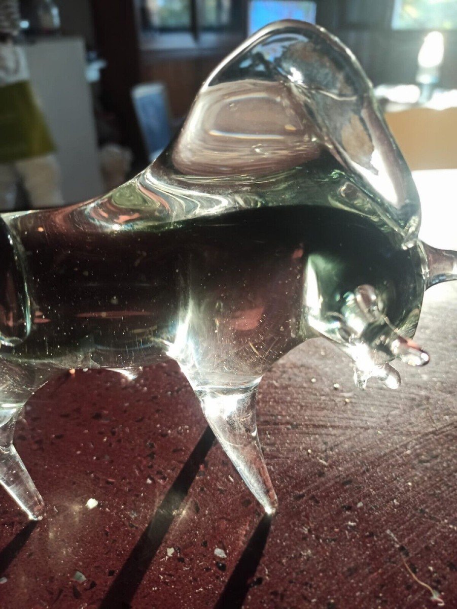 Murano Glass Bull Sculpture From The 1960s, Seguso Model-photo-1