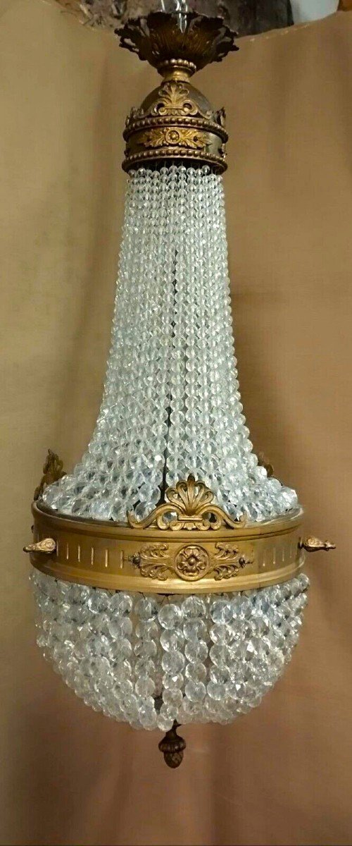 Hot Air Balloon Chandelier Antique Bronze Crystal Empire 19th Century-photo-4