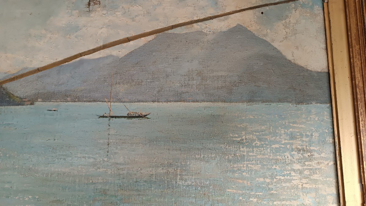 Large Oil On Canvas - Fishermen - Alfonso Muzii (castellamare Adriatico 1856-pescara 1946)-photo-2