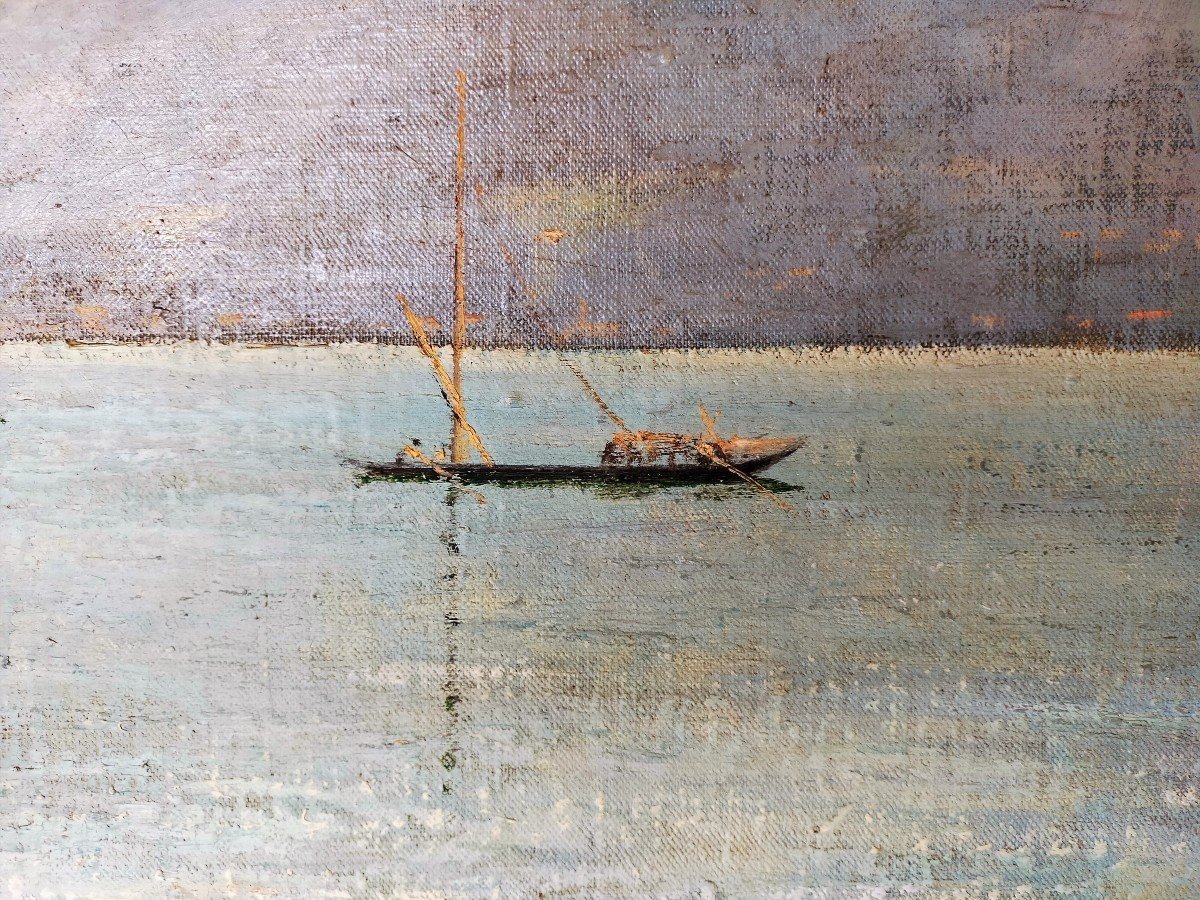 Large Oil On Canvas - Fishermen - Alfonso Muzii (castellamare Adriatico 1856-pescara 1946)-photo-6