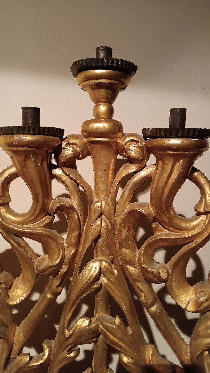 Ancient Large Pair Of Golden Candlesticks-photo-3