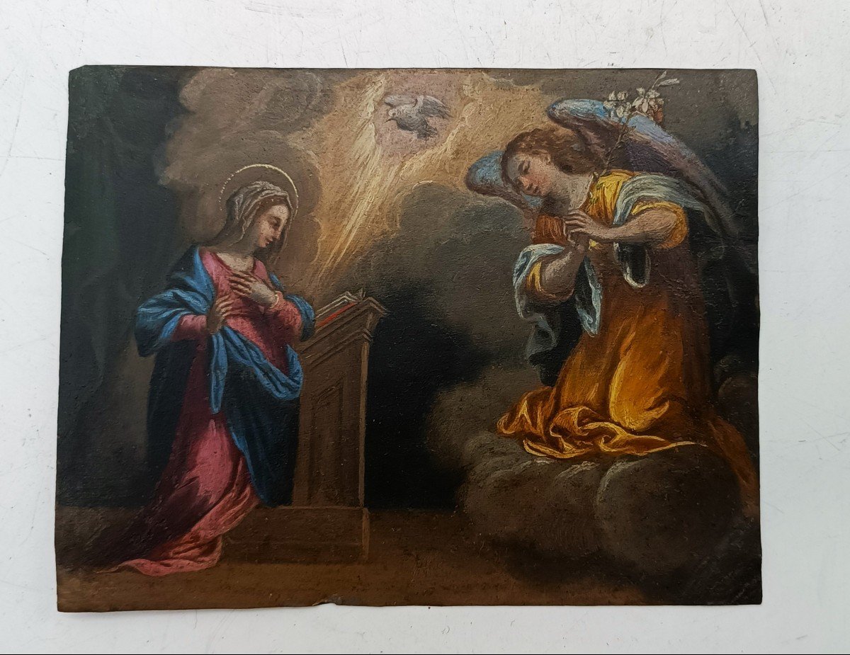 Oil On Copper 18th Century Italian School-annunciation