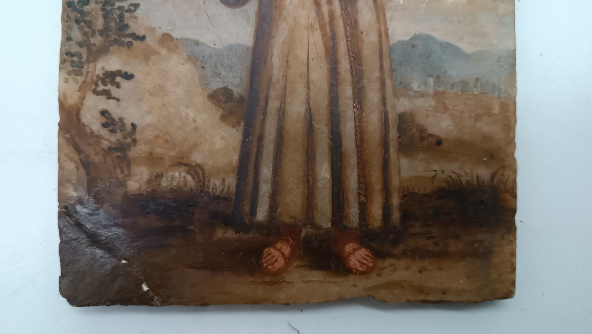 Ancient Painting On Alabaster 18th Century Italy-photo-2