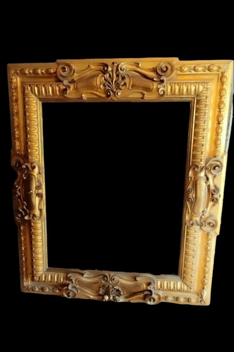 Large Gilded And Carved Wooden Frame From The 19th Century-photo-2