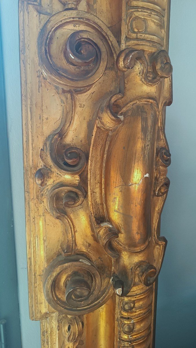 Large Gilded And Carved Wooden Frame From The 19th Century-photo-3