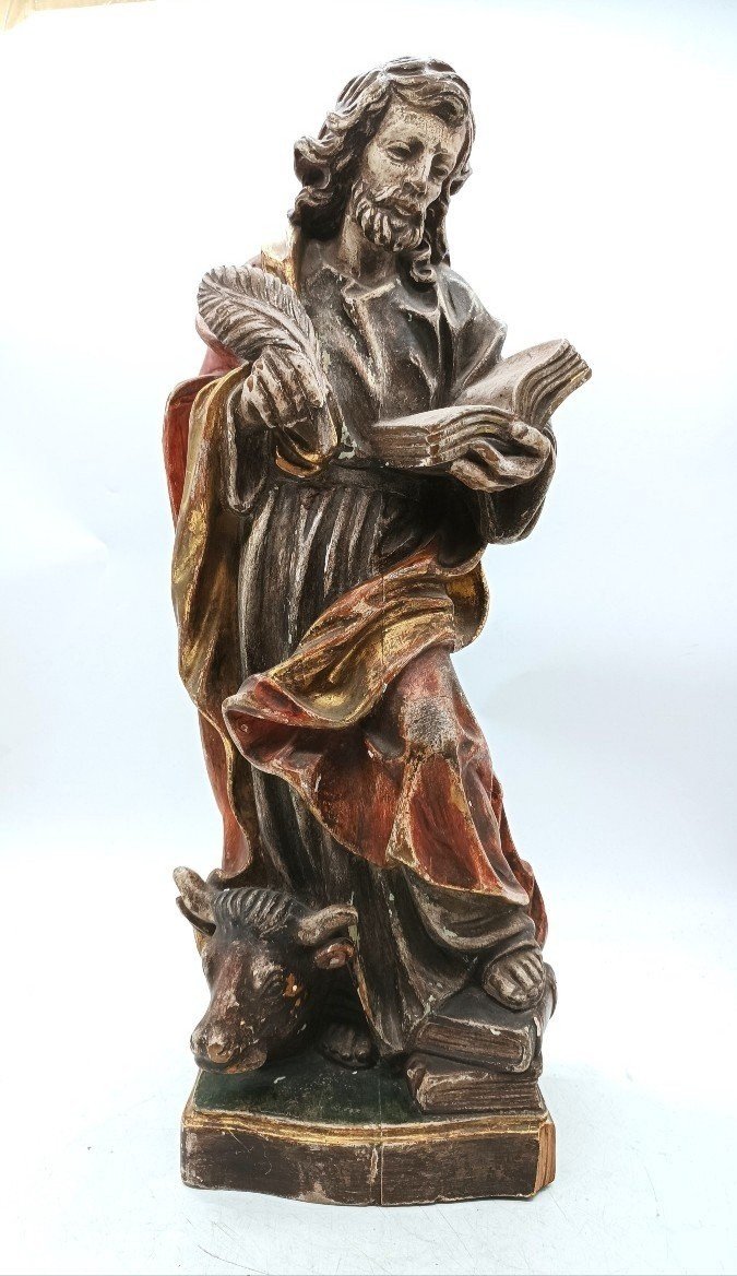 Sculpture Saint Luke The Evangelist Val Gardena 19th Century