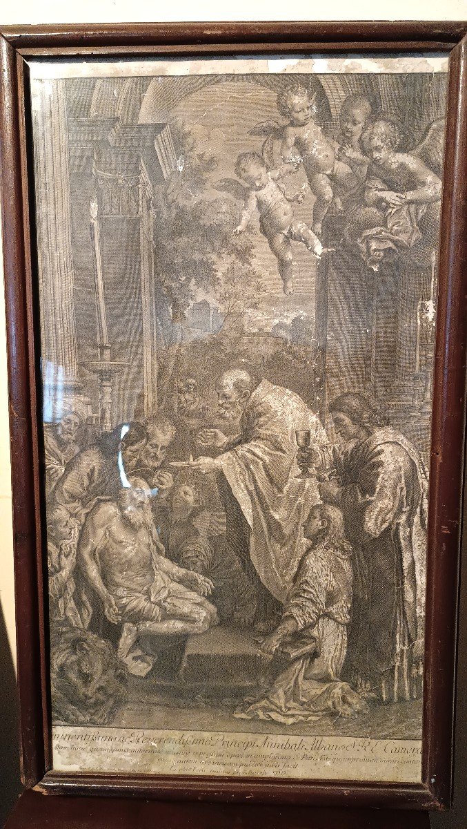 18th Century Engraving "inc.jacob Frey" Biblical Scene-photo-2