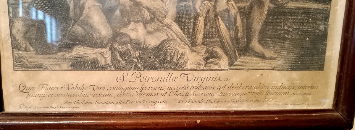 Gravure XVIIIème "inc.jacob Frey" Scène Biblique Saint Petronille 1731-photo-4
