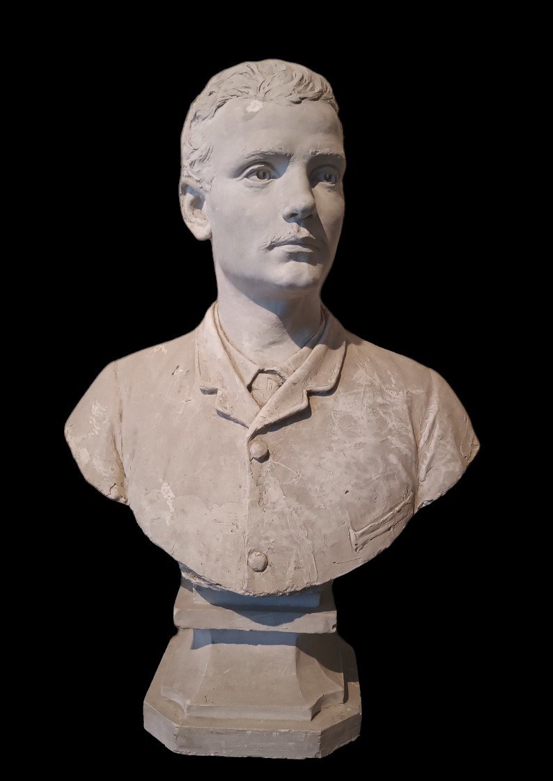 Large Plaster Bust Of A Male Portrait, Signed 1886-