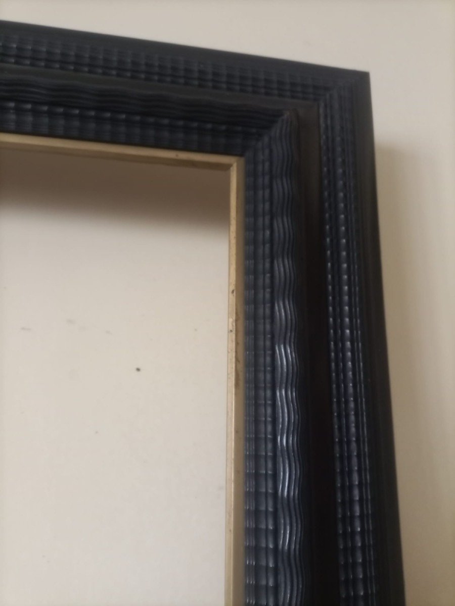 228x136 Guilloché Frame In Carved And Ebonized Wood. Italy Late 19th Century.-photo-6