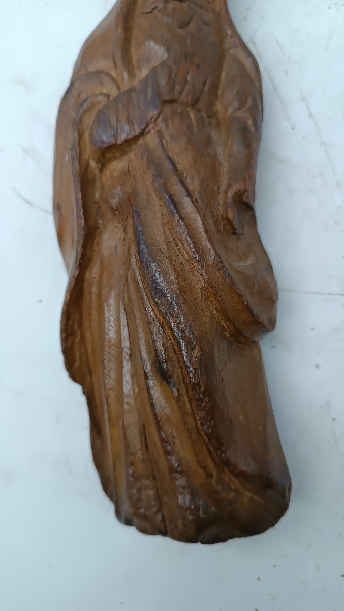 Ancienne Petite Sculpture En Bois Art Populaire Madone 18ème Siècle-photo-1