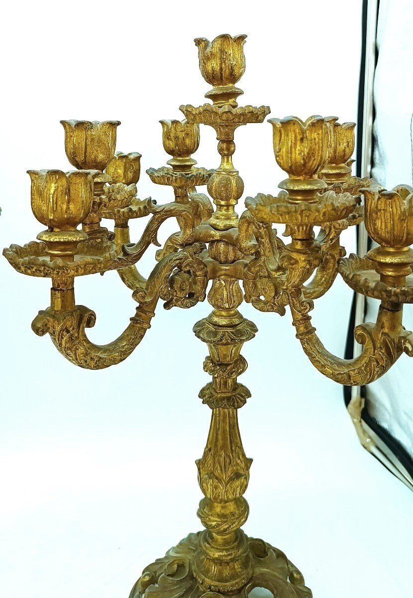 Old Gilded Bronze Candlesticks-photo-4