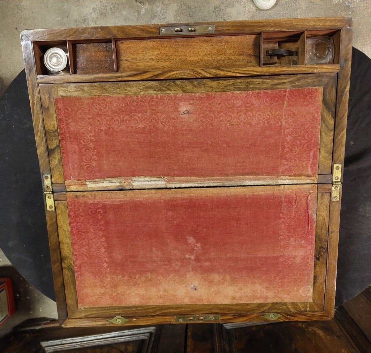 Important Large Writing Box Inlaid With Secrets Ancient 19th Century-photo-5