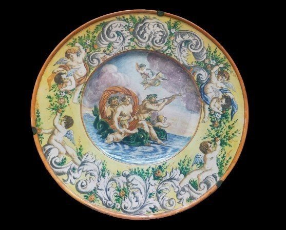 Grande Assiette "galatea" Raphaelesque, XIXe Siècle, Fabrication Italienne