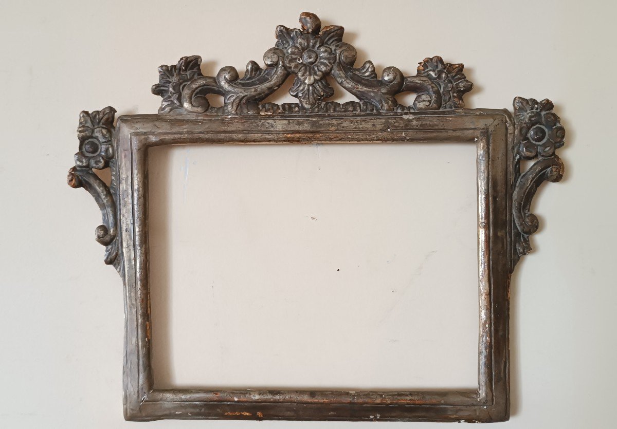 Antique 18th Century Tuscan Silvered Wood Frame-photo-2