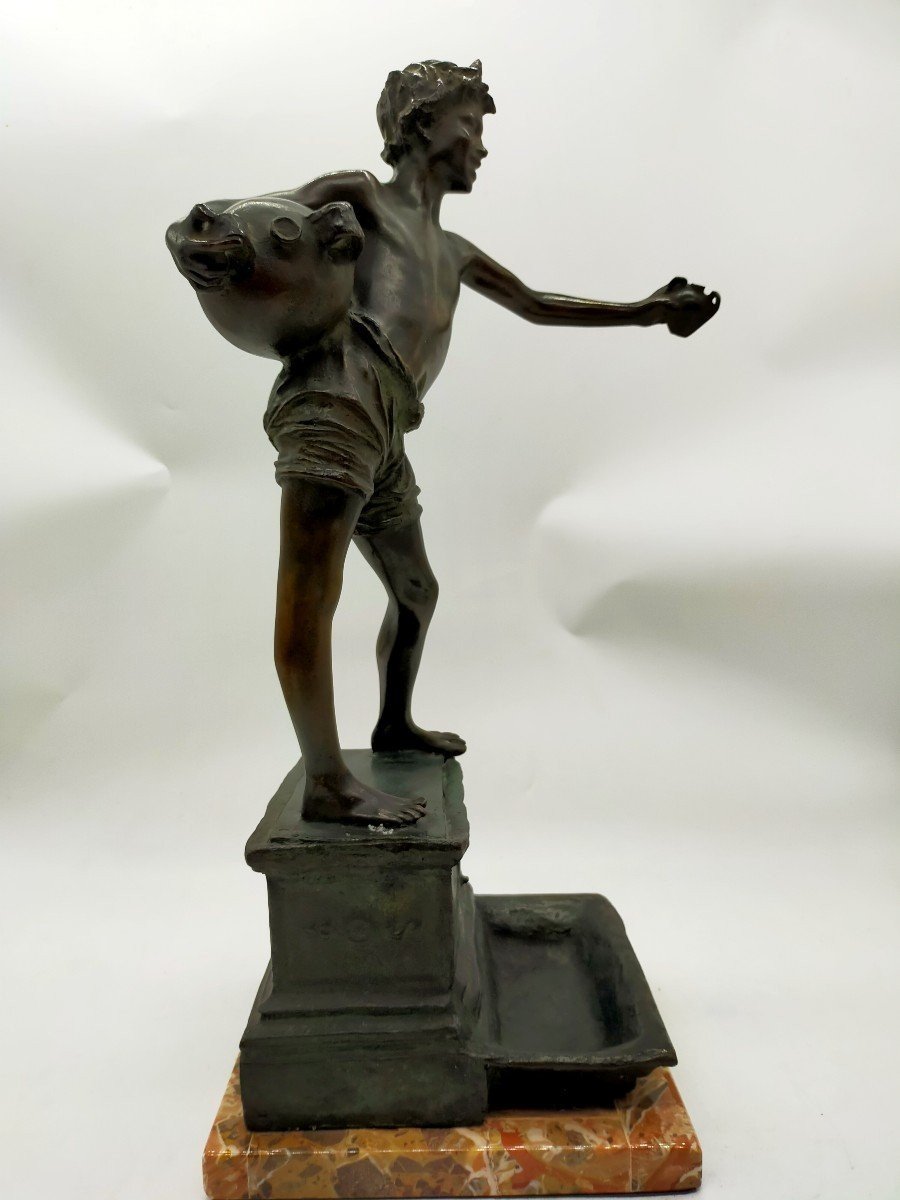 Bronze Sculpture Depicting "the Water Carrier" Of  Late 19th Century Period-photo-2