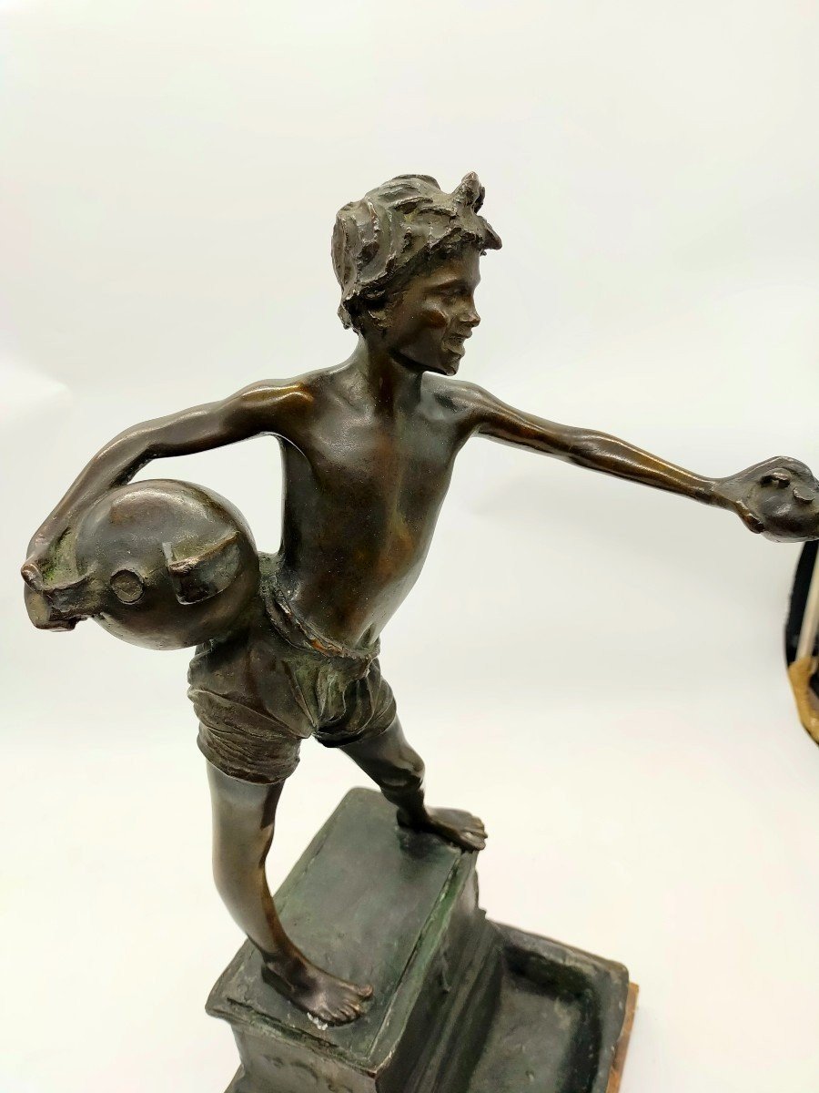 Bronze Sculpture Depicting "the Water Carrier" Of  Late 19th Century Period-photo-6