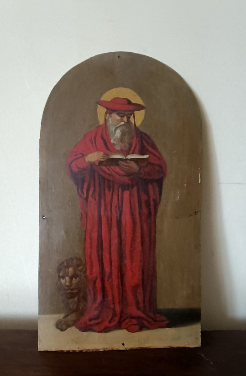 Saint Jerome  , Peinture Ancienne Sur METAL-photo-2