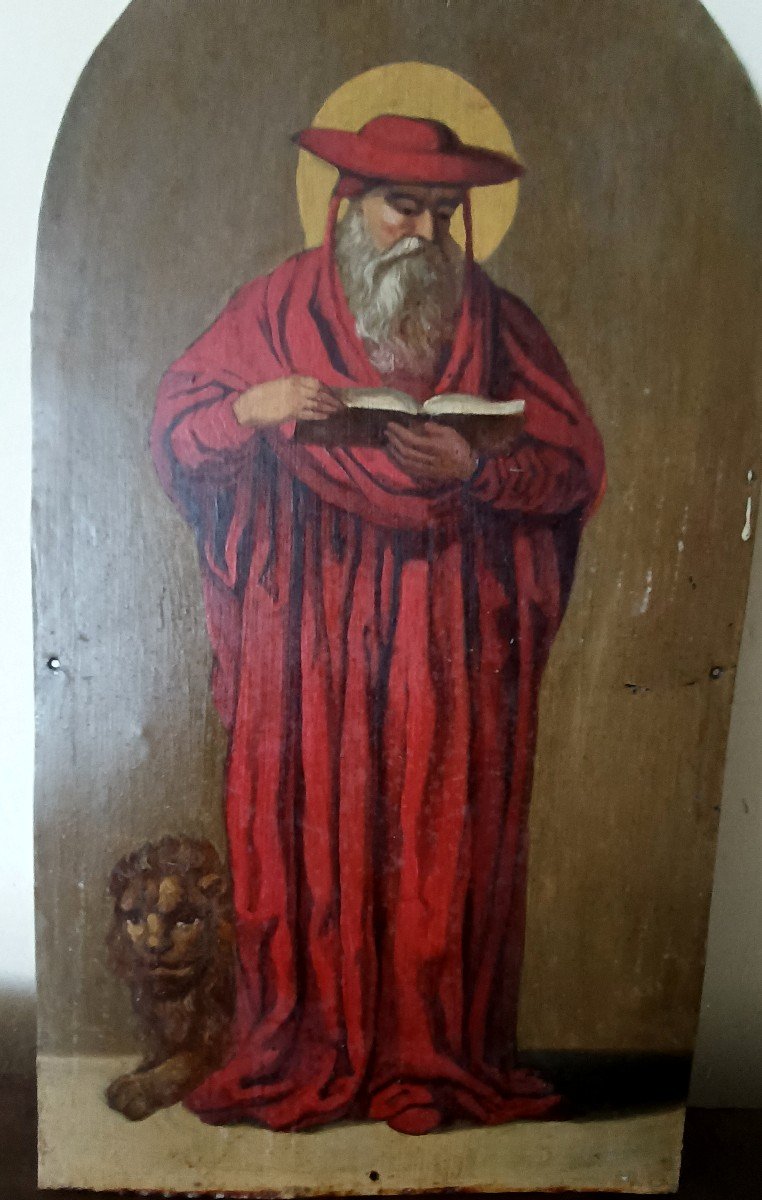 Saint Girolamo  Ancient Painting On Sheet Metal, -photo-4