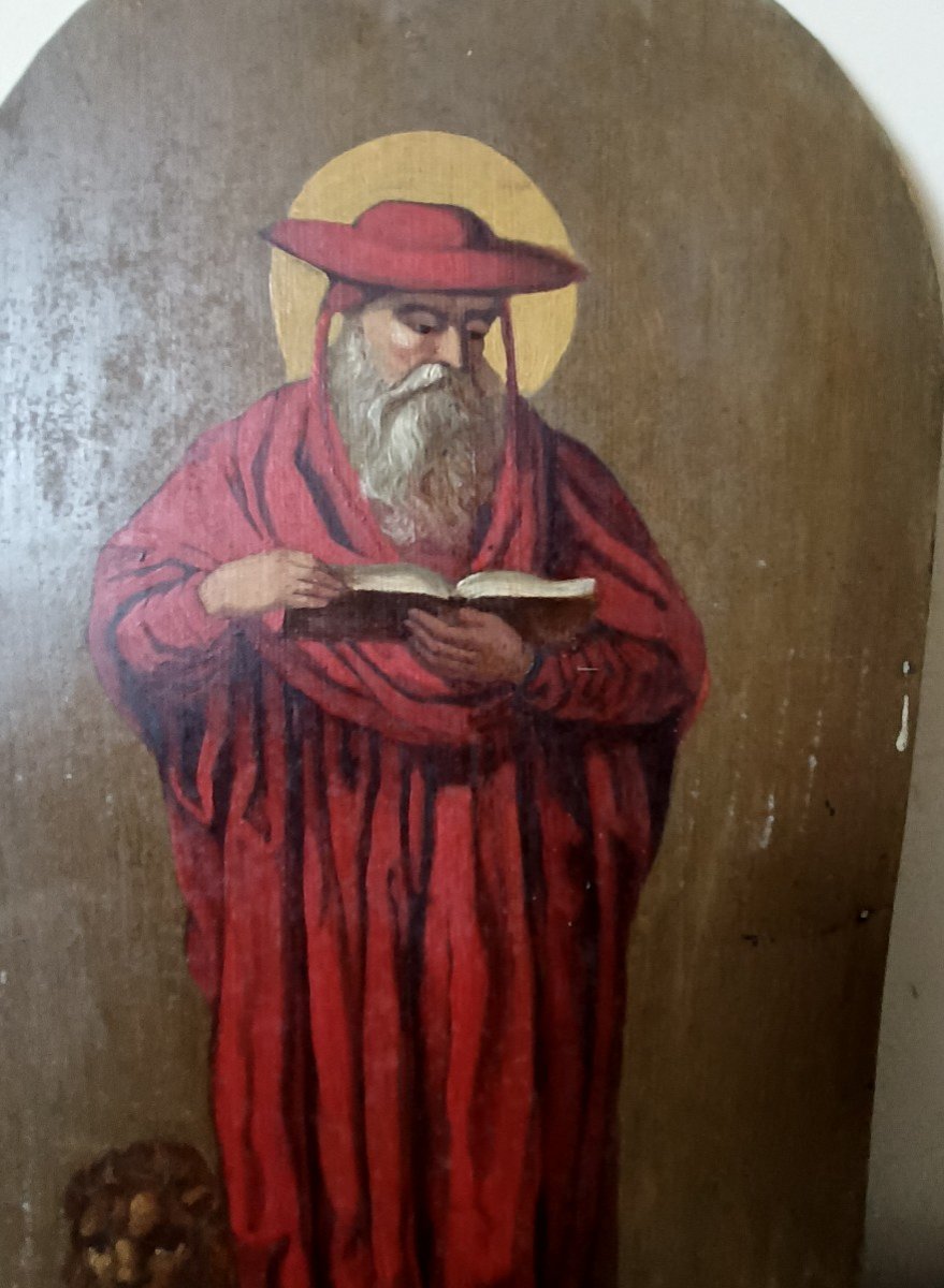 Saint Girolamo  Ancient Painting On Sheet Metal, -photo-1