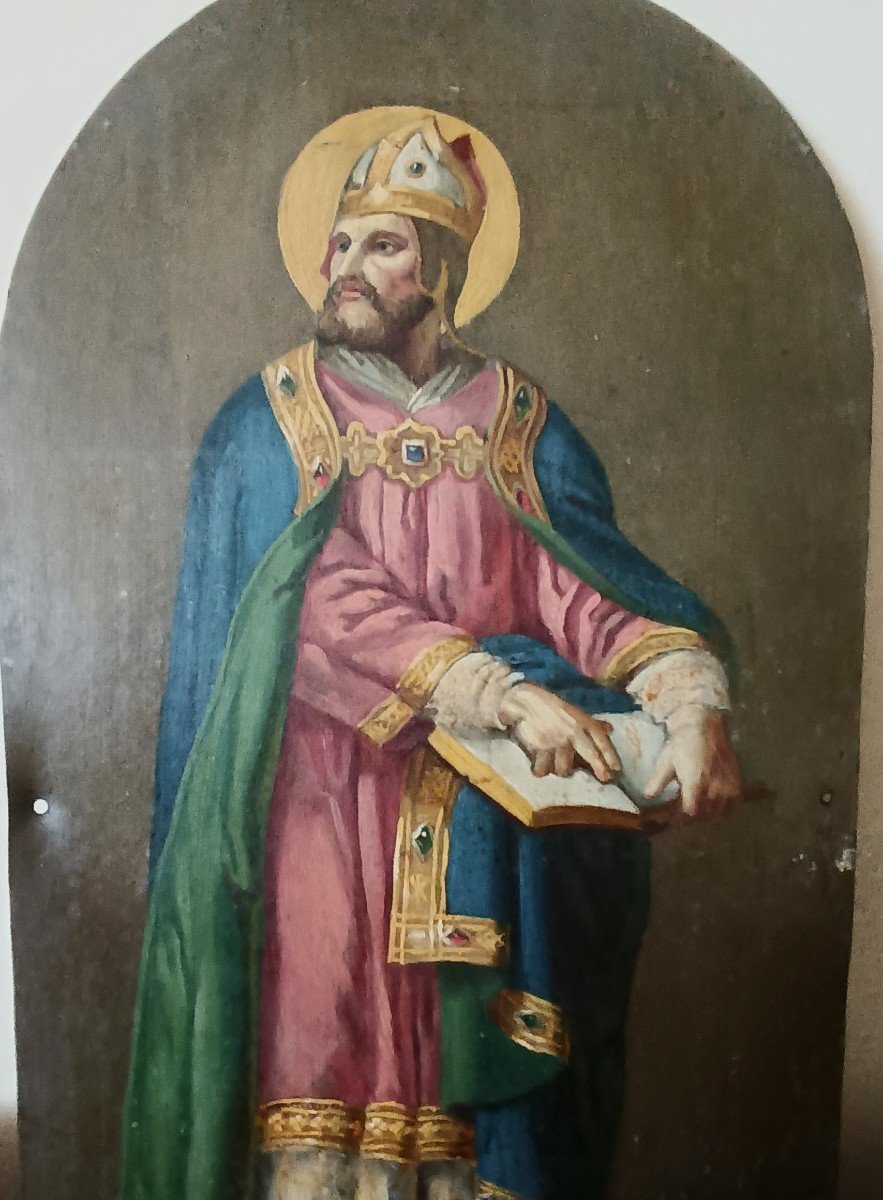 Saint Ambroise ancien évêque peint sur METAL-photo-4