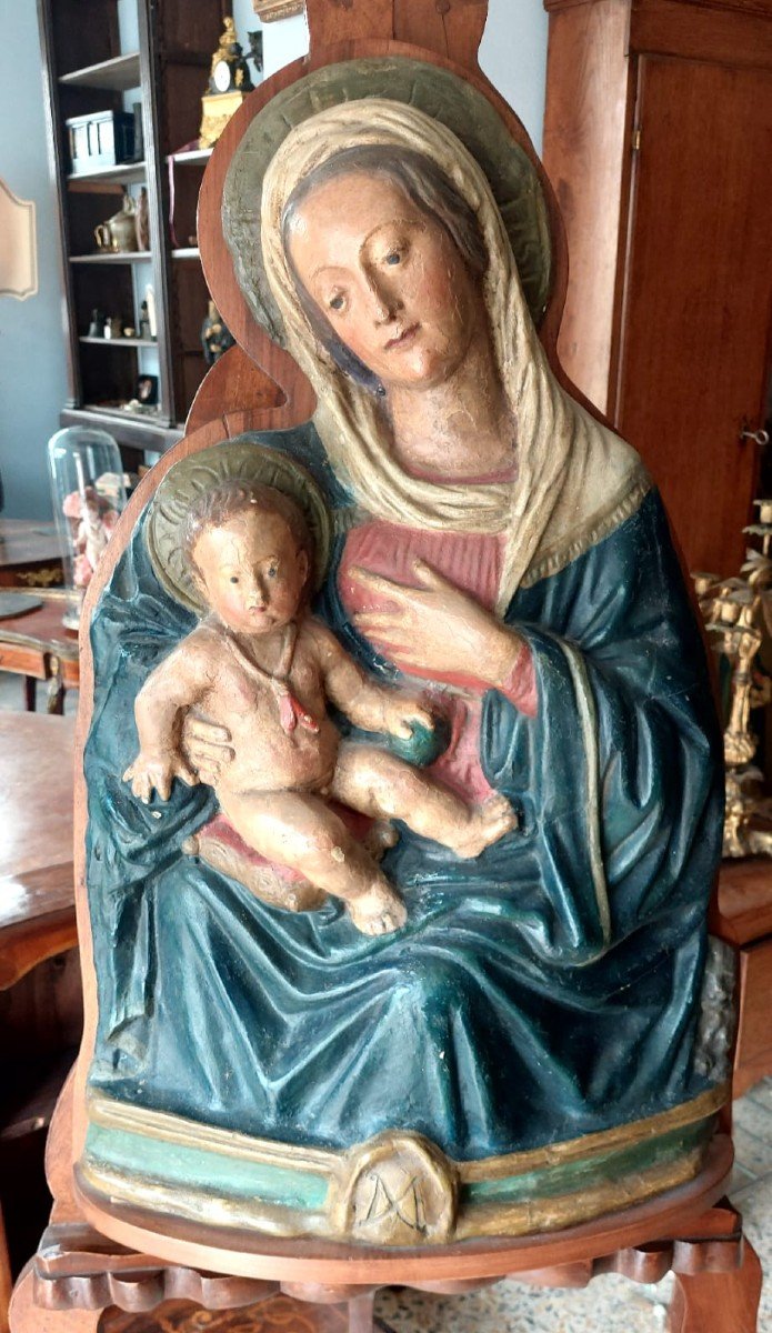 Mary Of The Milk Polychrome Papier-mâché Sculpture, Early 17th Century Italy-photo-3