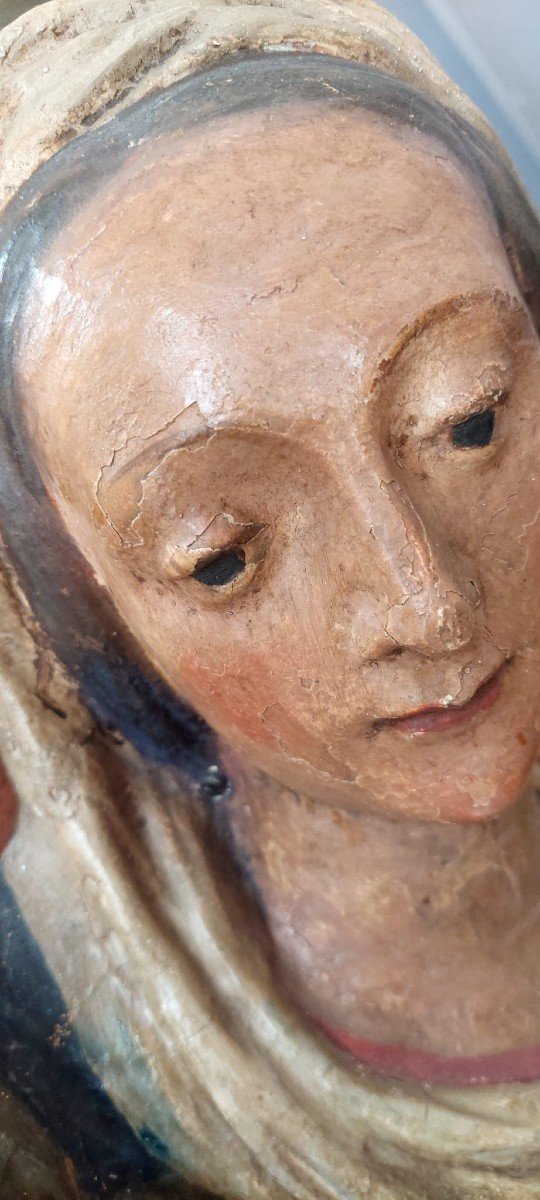 Mary Of The Milk Polychrome Papier-mâché Sculpture, Early 17th Century Italy-photo-2