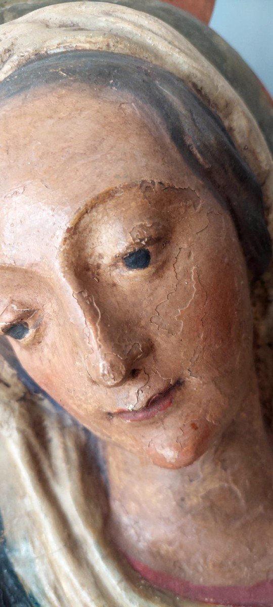 Mary Of The Milk Polychrome Papier-mâché Sculpture, Early 17th Century Italy-photo-3