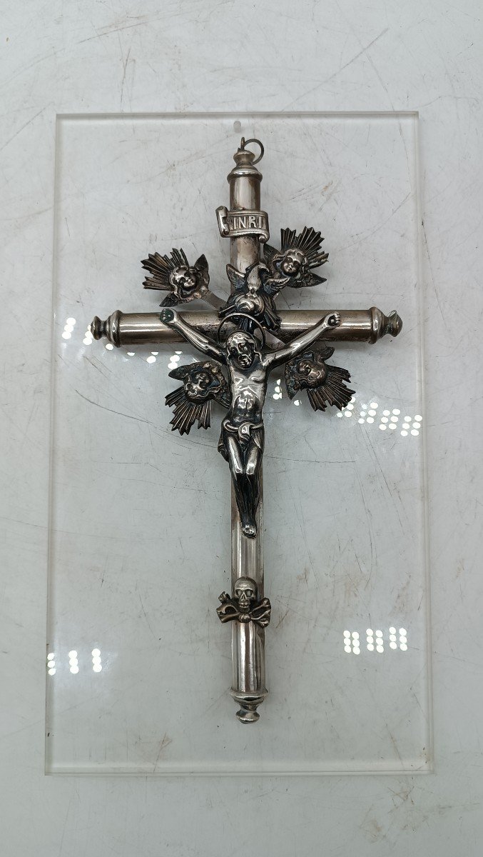 Christ With Cross - Silver 19th Century Italy