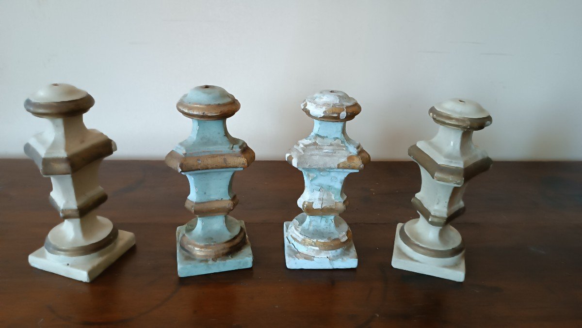 Series Of 4 Antique Palm Candlesticks