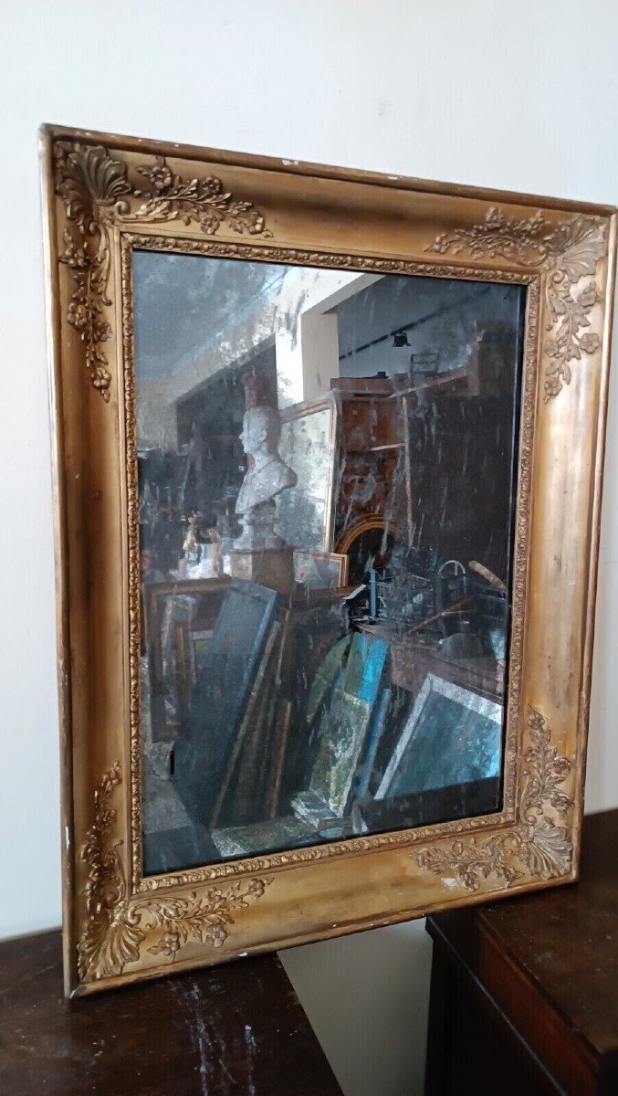 Antique Golden Frame With Silvered Mercury Mirror-photo-4