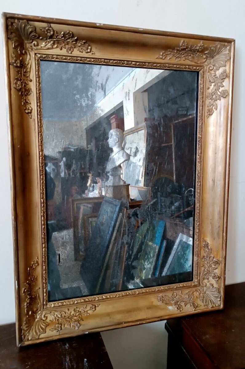 Antique Golden Frame With Silvered Mercury Mirror